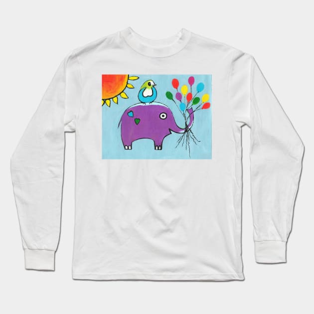 FUNNY Elephant Painting Long Sleeve T-Shirt by SartorisArt1